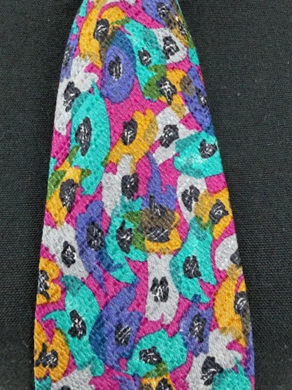 Vintage Emanuel Ungaro Paris Colorful Abstract Floral Silk Necktie